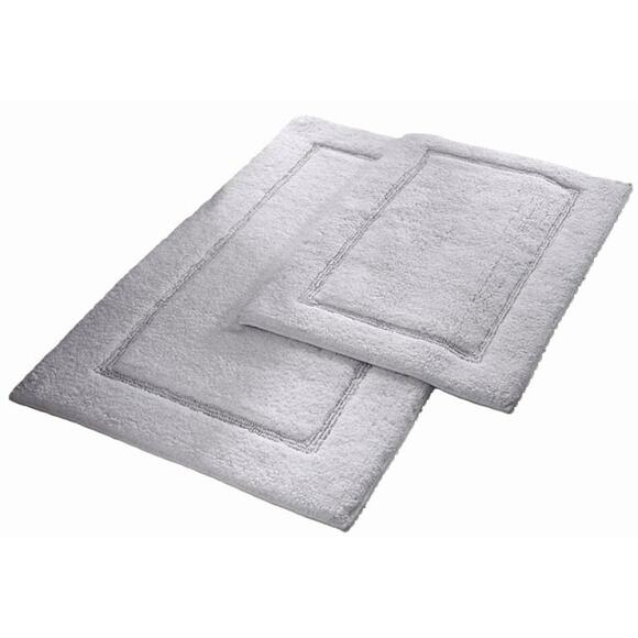 Modern Threads 2-Pack Non-Slip Backing Solid Loop Bath Mat Set in Silver NWT - Picture 1 of 7